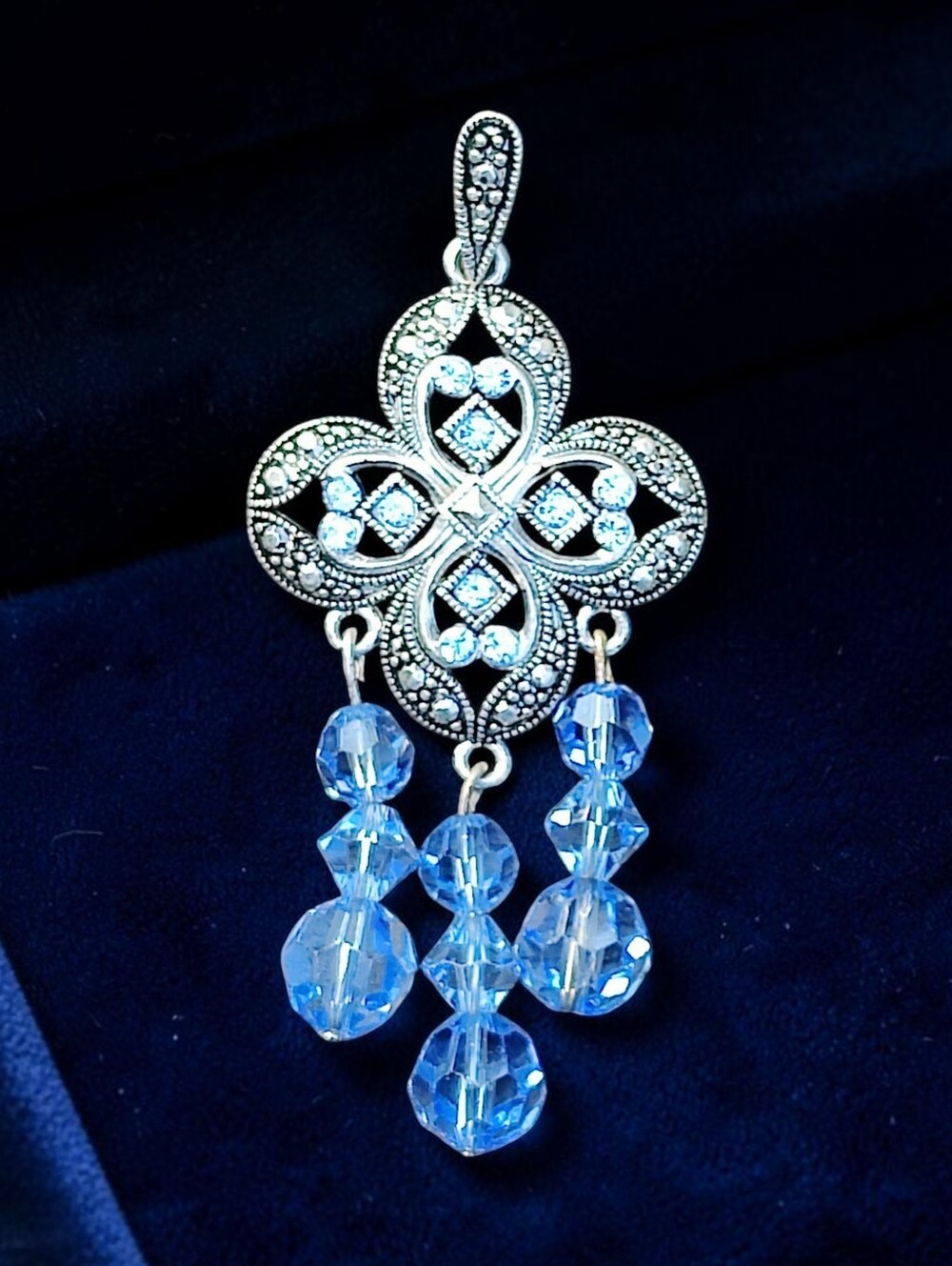 Sterling Silver Blue Crystal Pendant